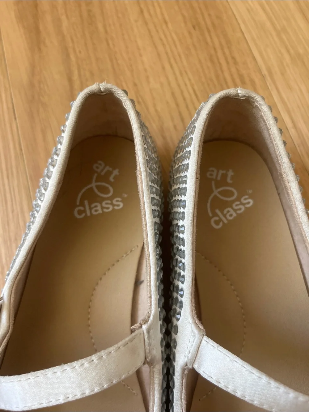 art class Girls Nell Rhinestone Mary Jane’s-Silver size 1
